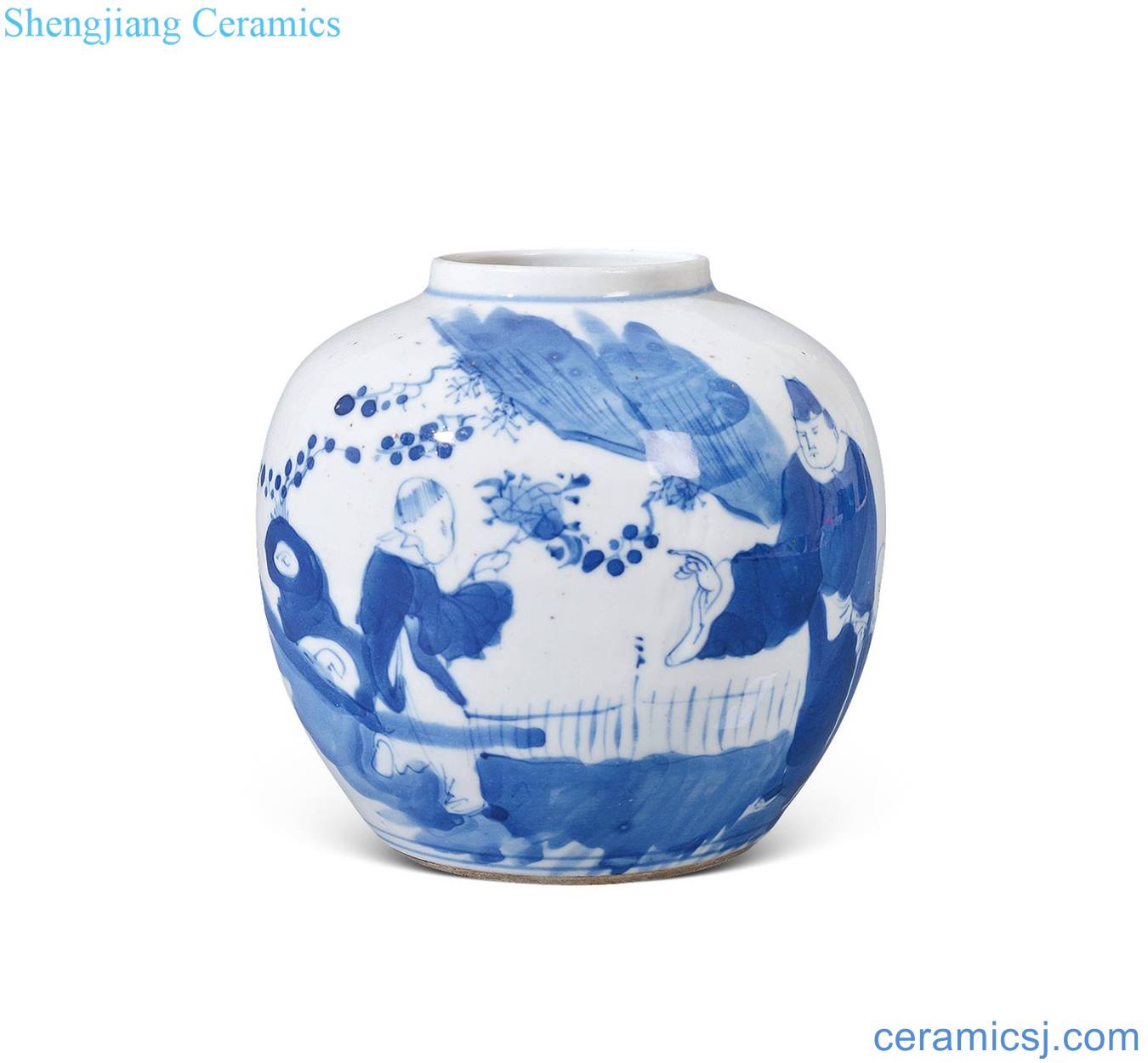 The qing emperor kangxi Blue and white character canister
