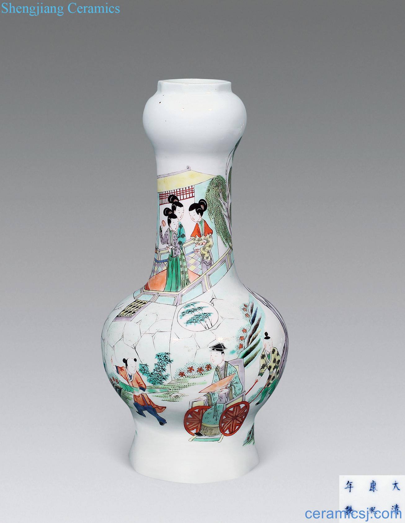Qing guangxu Garlic bottle colourful characters