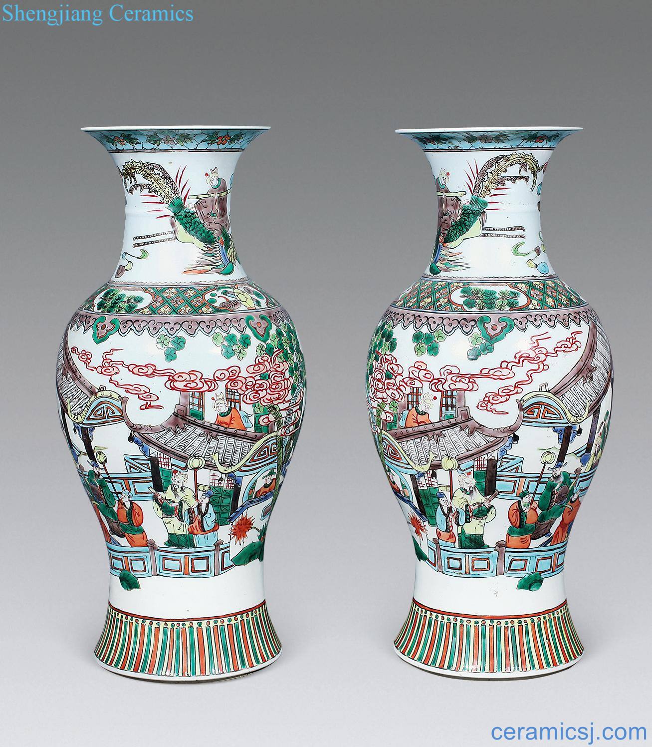 Qing guangxu Goddess of mercy bottle colorful characters (a)