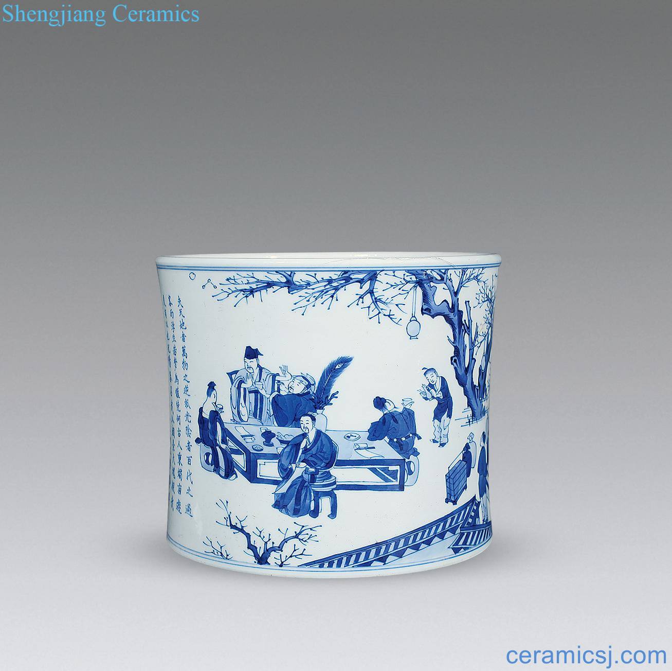 qing Character poems to brush pot