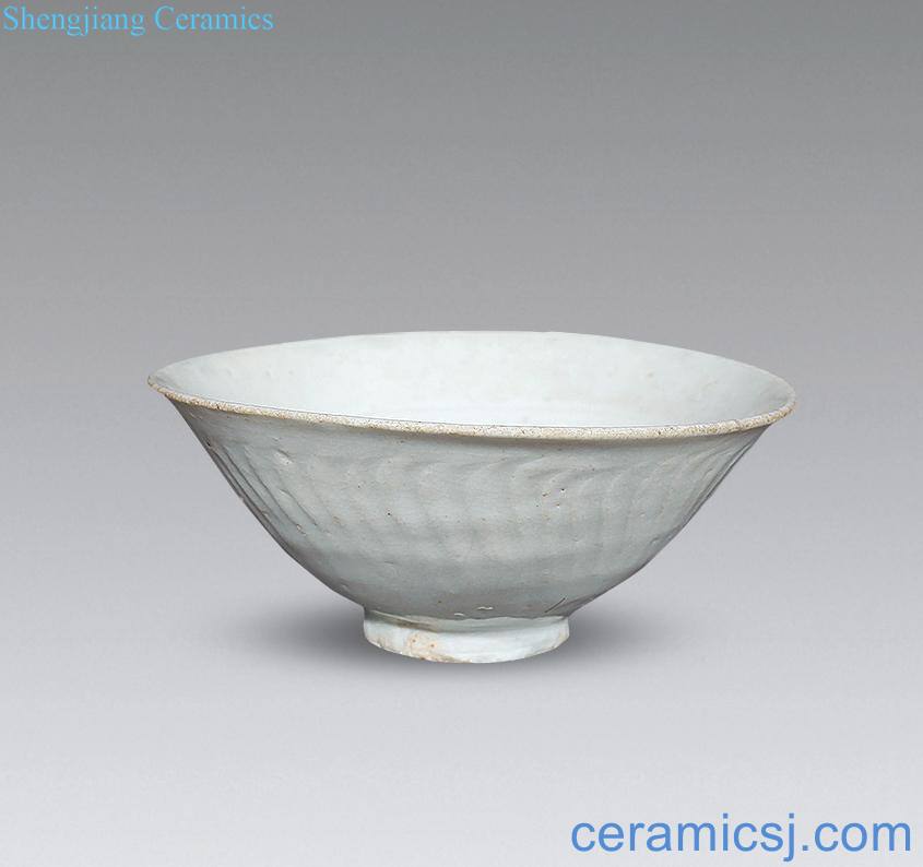 yuan Left blue glazed dark carved decorative pattern bowl