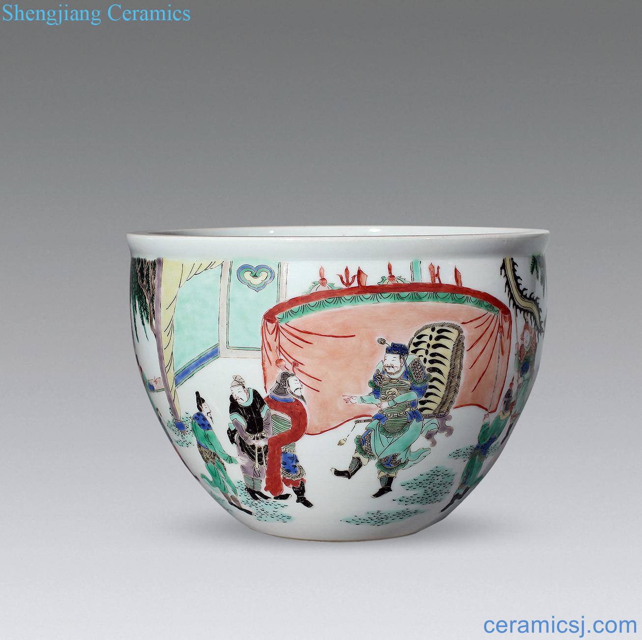 Qing guangxu Colorful characters cylinder