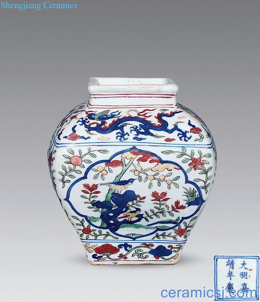 Ming Blue and white color with medallion flower square cans