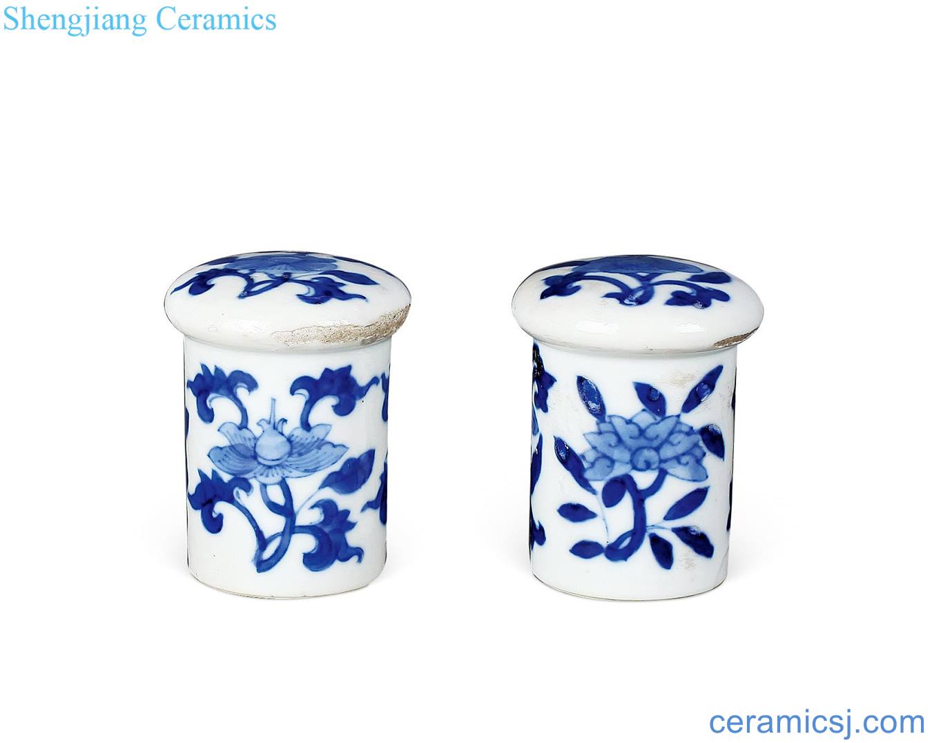 Qing dynasty blue and white flowers shaft head