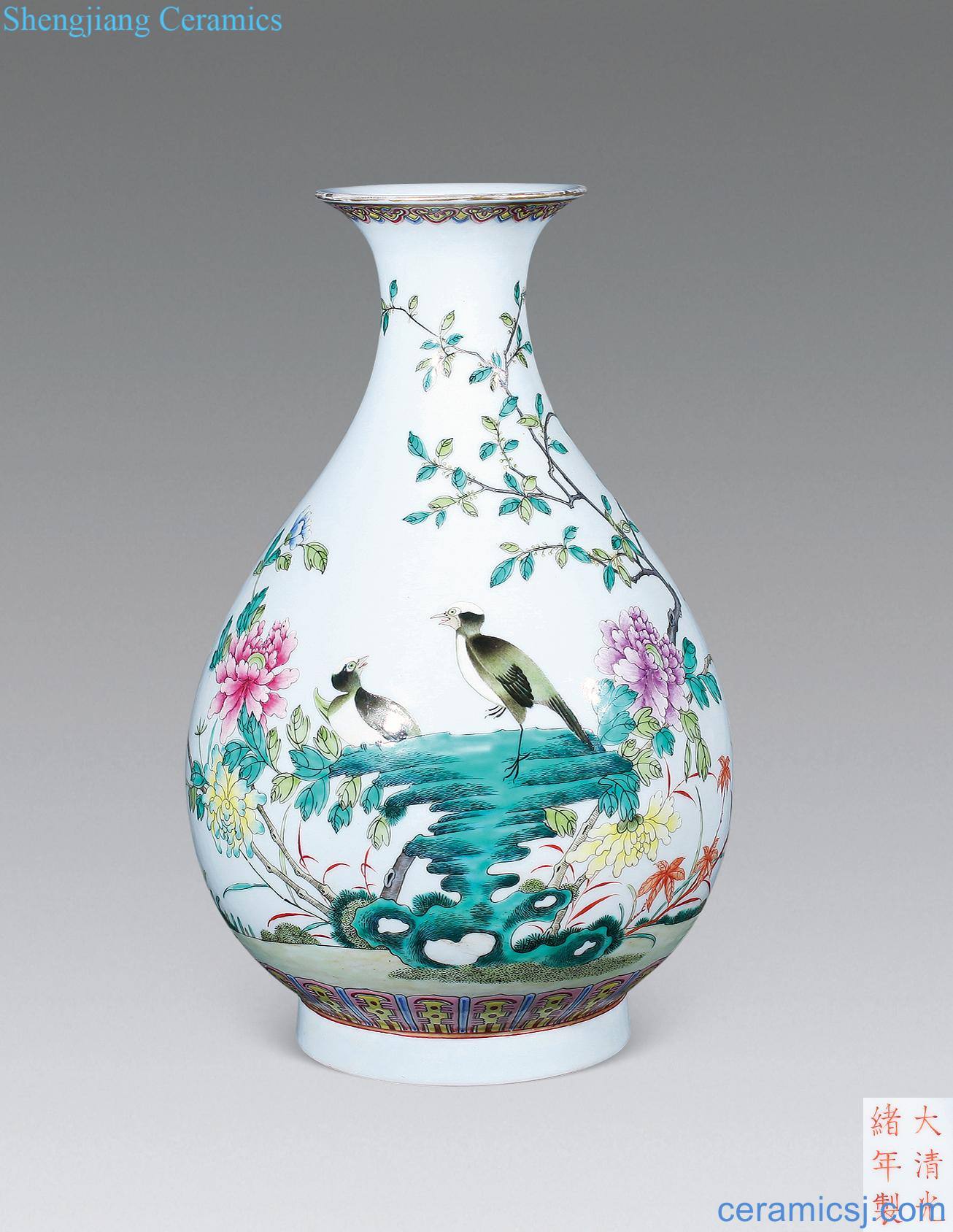 Qing guangxu Powder enamel okho spring