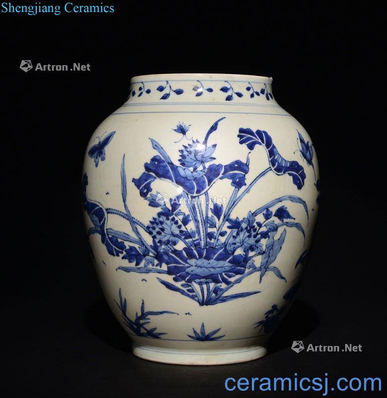 The Qing period. A BLUE AND WHITE JAR
