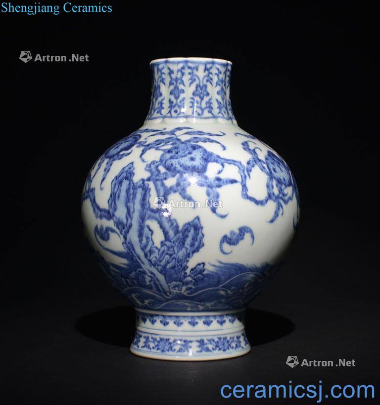 The Qing Dynasty A BLUE AND WHITE PEACH VASE