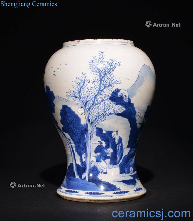 The Qing Dyansty A BLUE AND WHITE VASE "FIGURE"