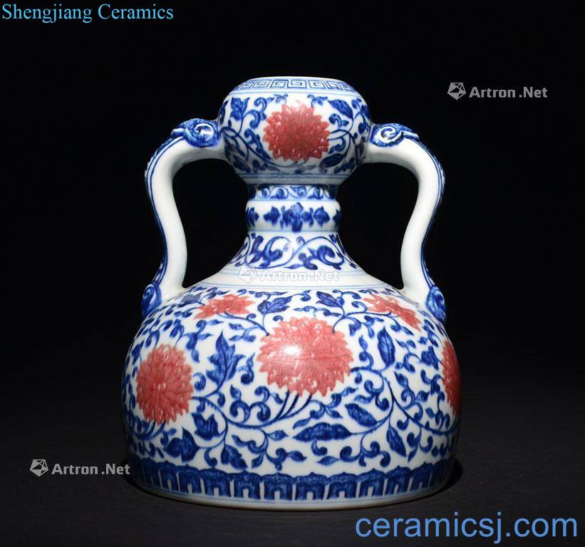 The Qing Dynasty A COPPER - RED - BLUE AND WHITE VASE