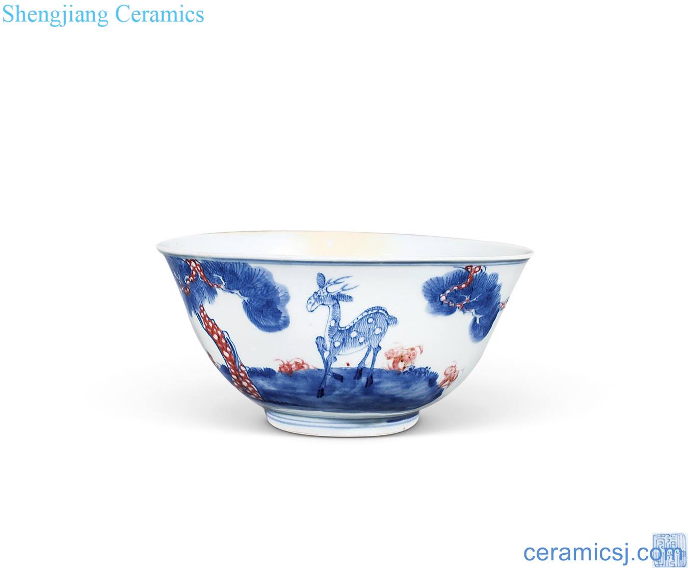 Qing daoguang Blue and white youligong Korean pine deer dishes