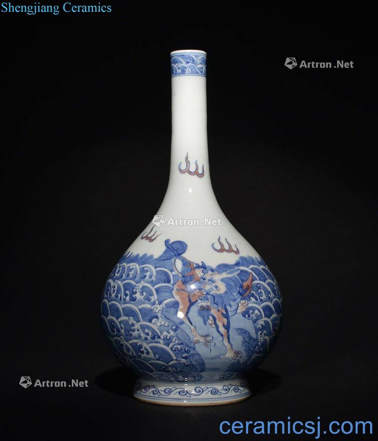 The Qing Dynasty the AN IRON - RED - BLUE - WHITE BOTTLE VASE