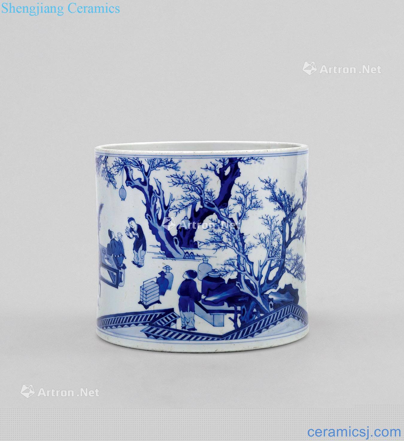 Blue and white, the chart of the reign of emperor kangxi big brush pot