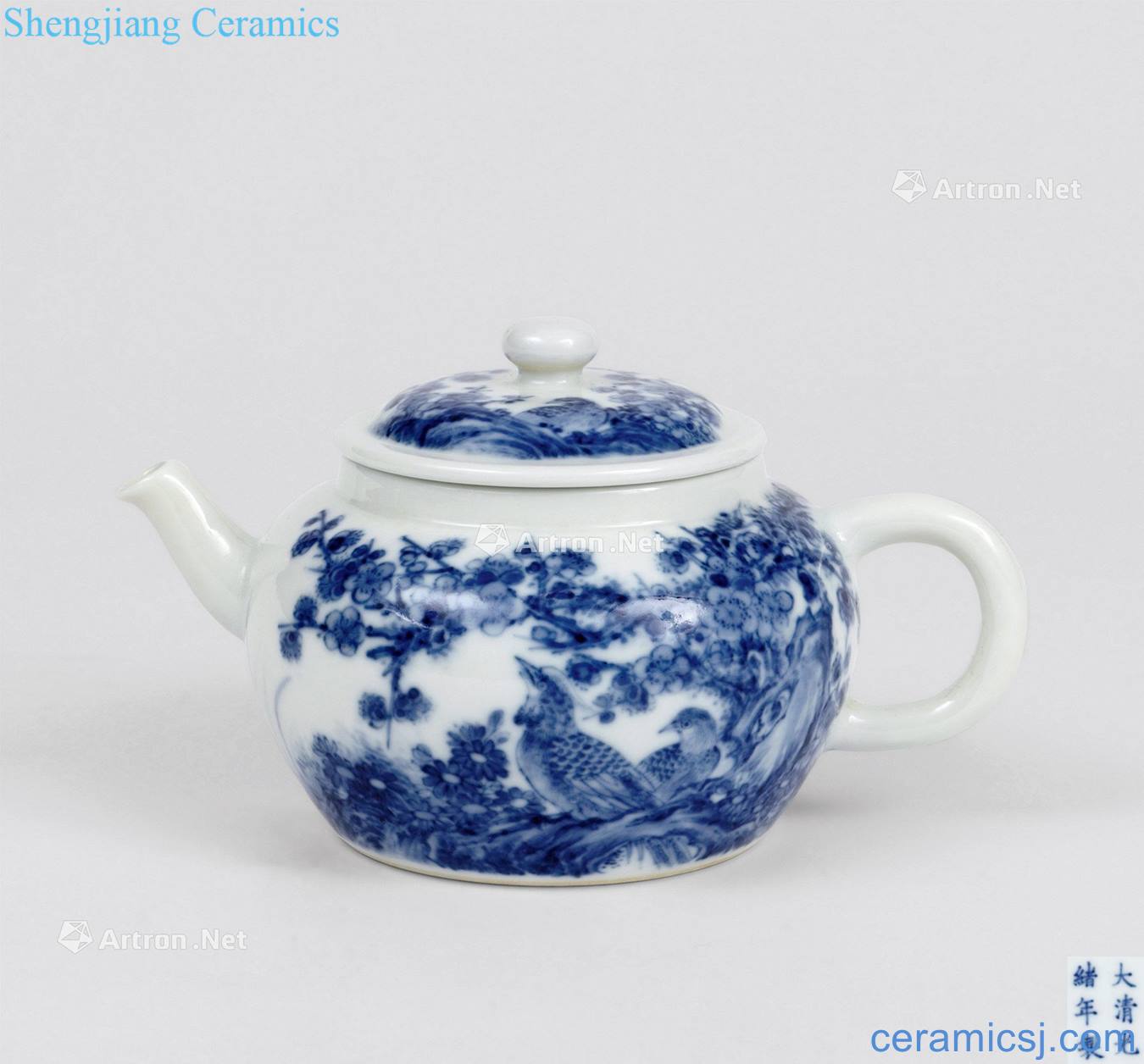 Qing guangxu Blue and white flower on the teapot