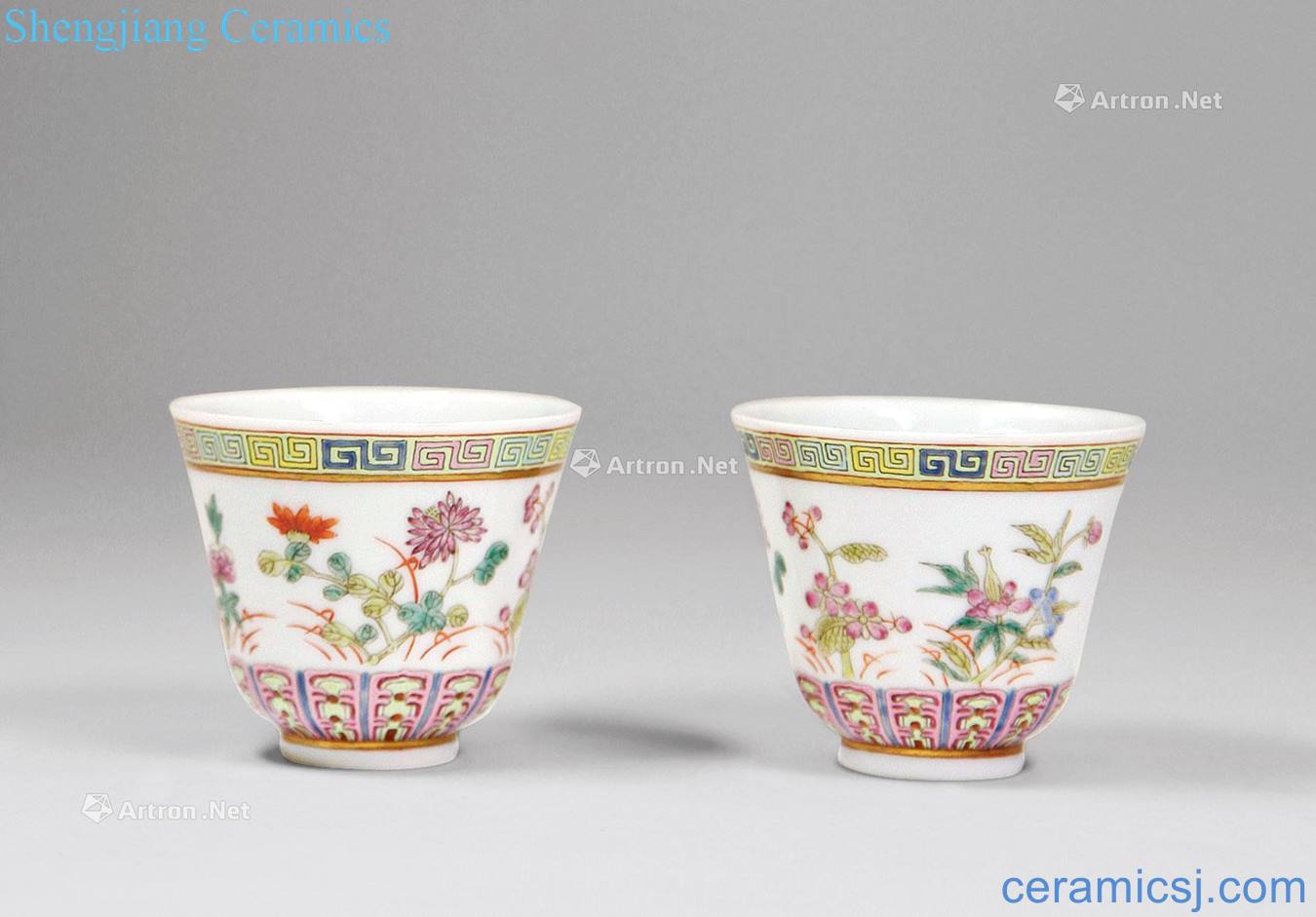 Pastel reign of qing emperor guangxu little fairy figure cup (a)