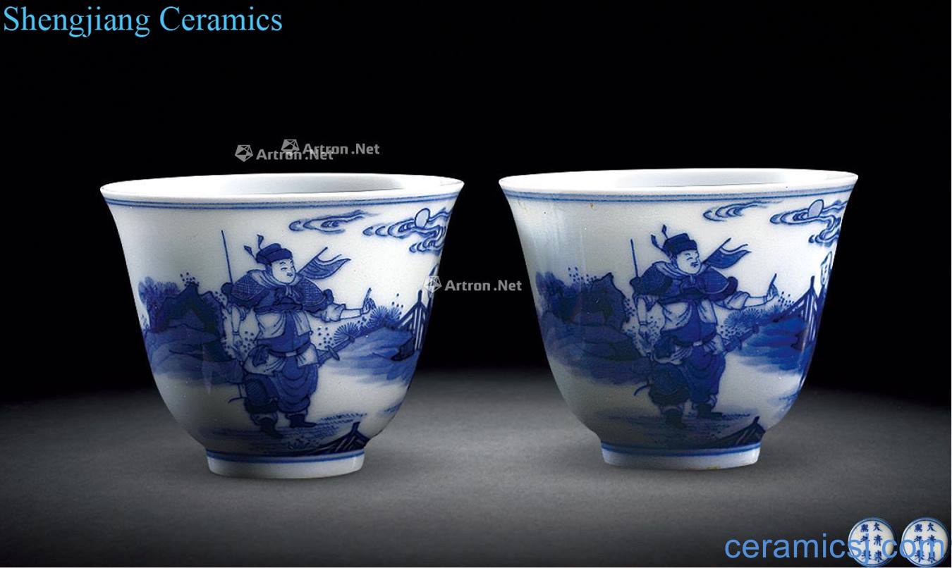 qing Blue and white knife horse character cup (2)