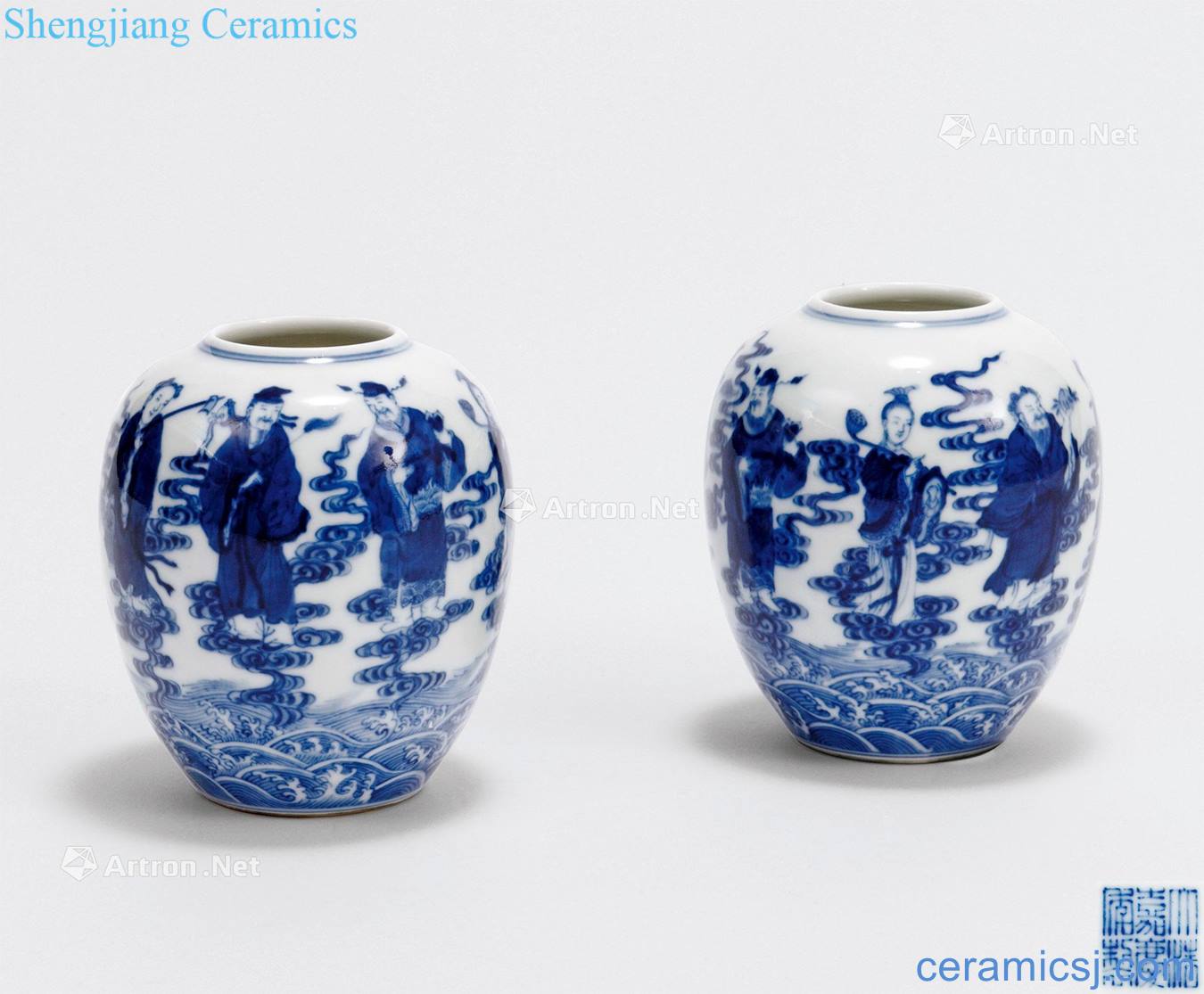 Qing jiaqing The eight immortals canister (a)