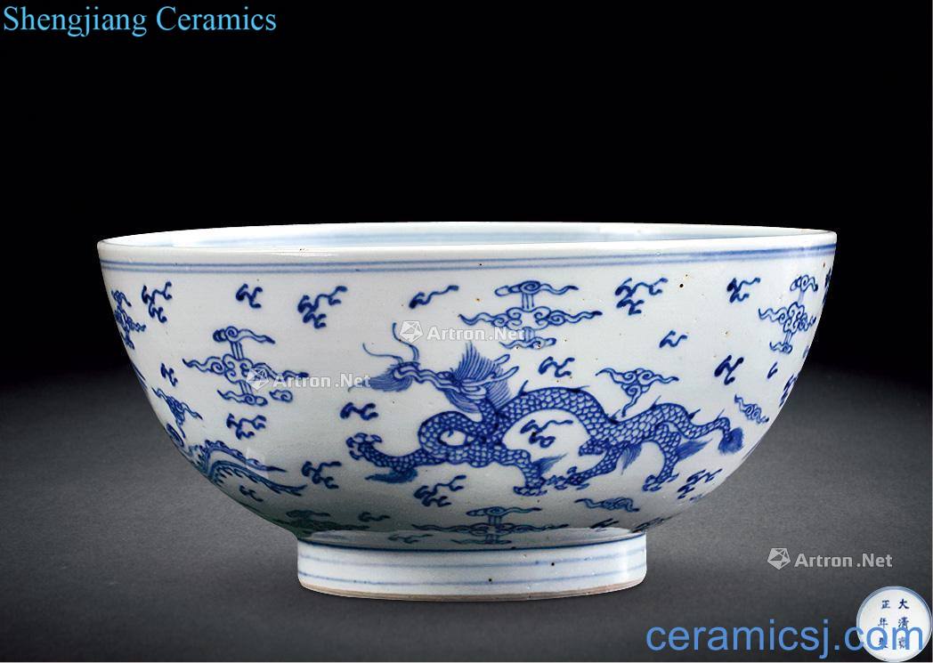 Qing yongzheng Blue and white dragon bowl