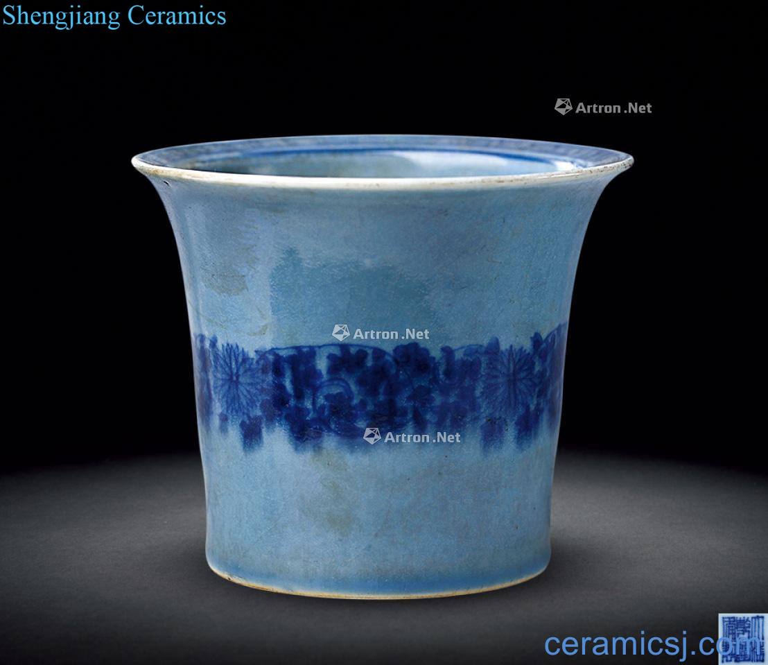 Qing qianlong Green glaze porcelain flowerpot