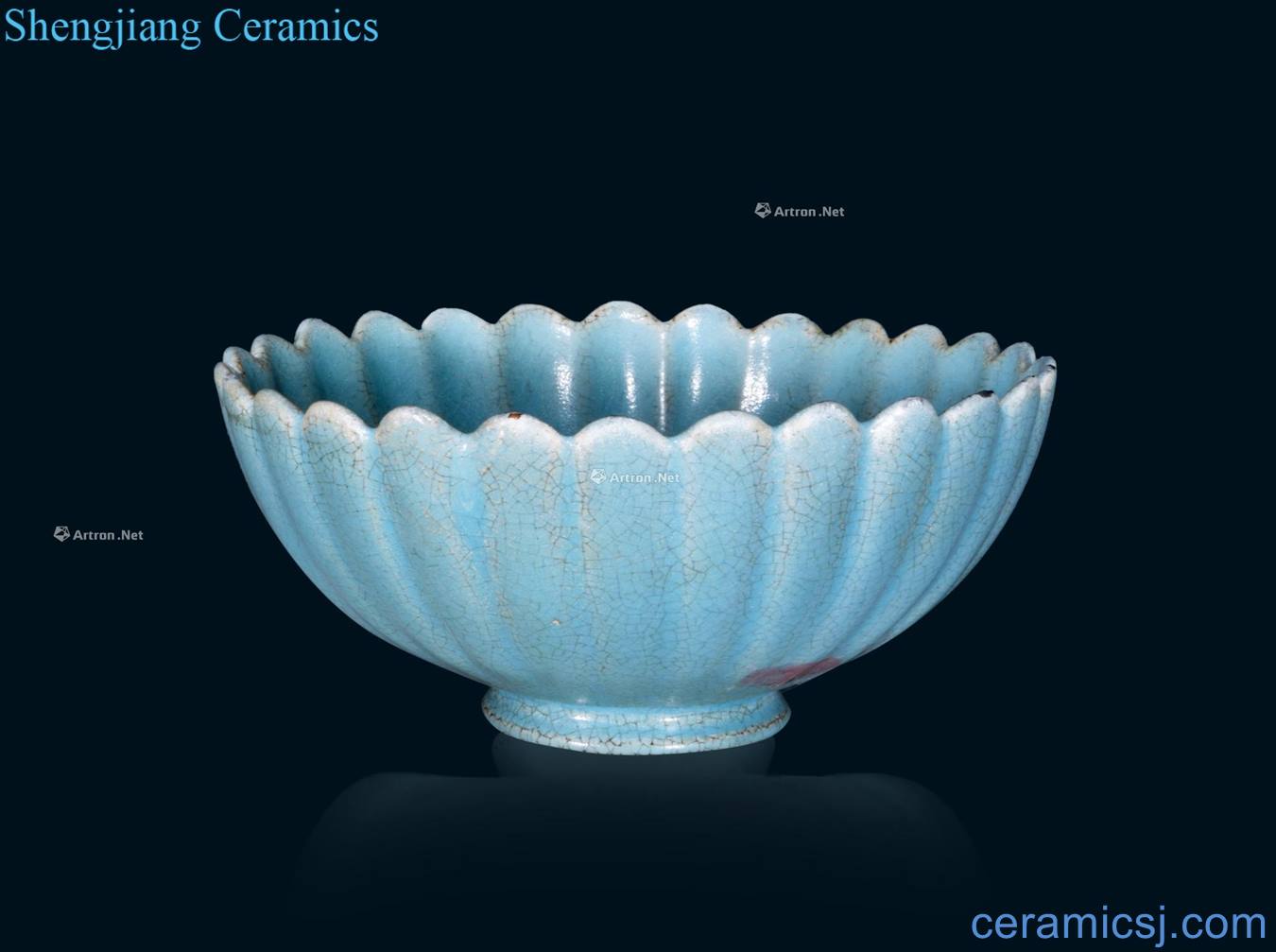 Northern song dynasty Your kiln azure glaze chrysanthemum green-splashed bowls