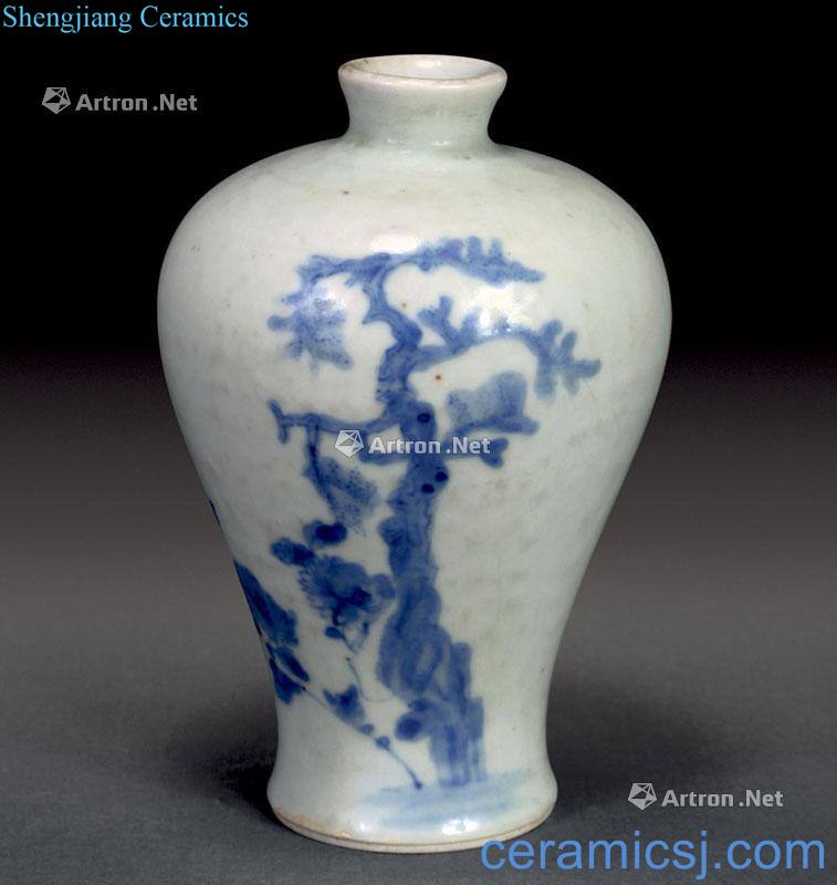 Qing dynasty blue and white plum bottle