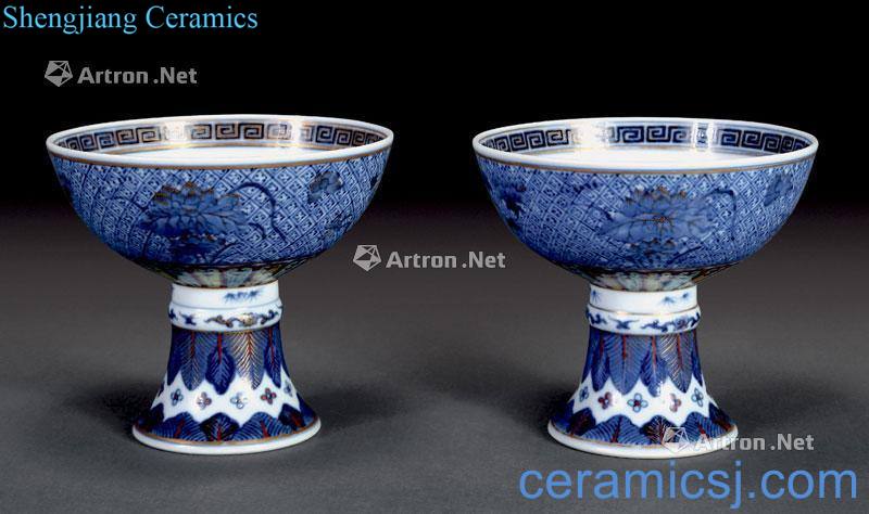 Qing dynasty blue and white enamel paint footed bowl (2)