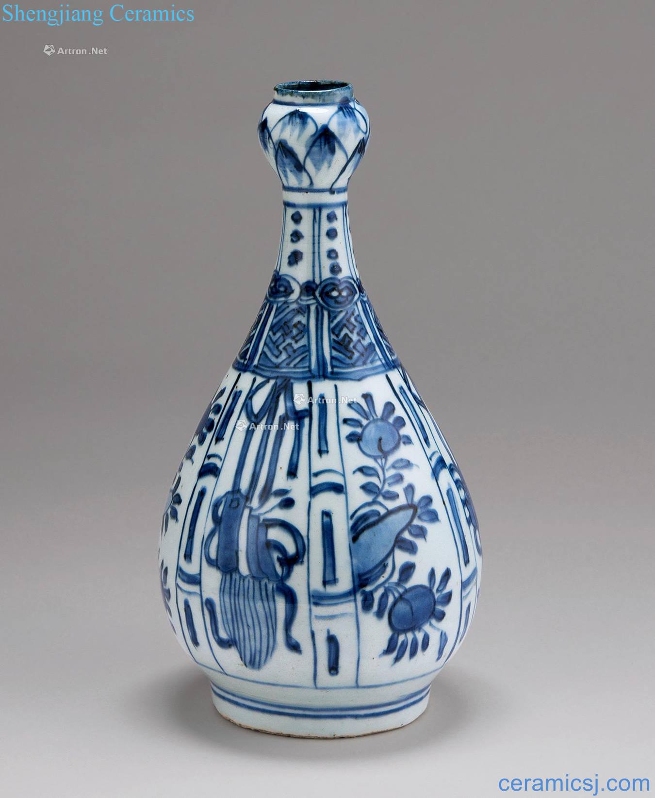 Ming Blue and orange bottle mouth