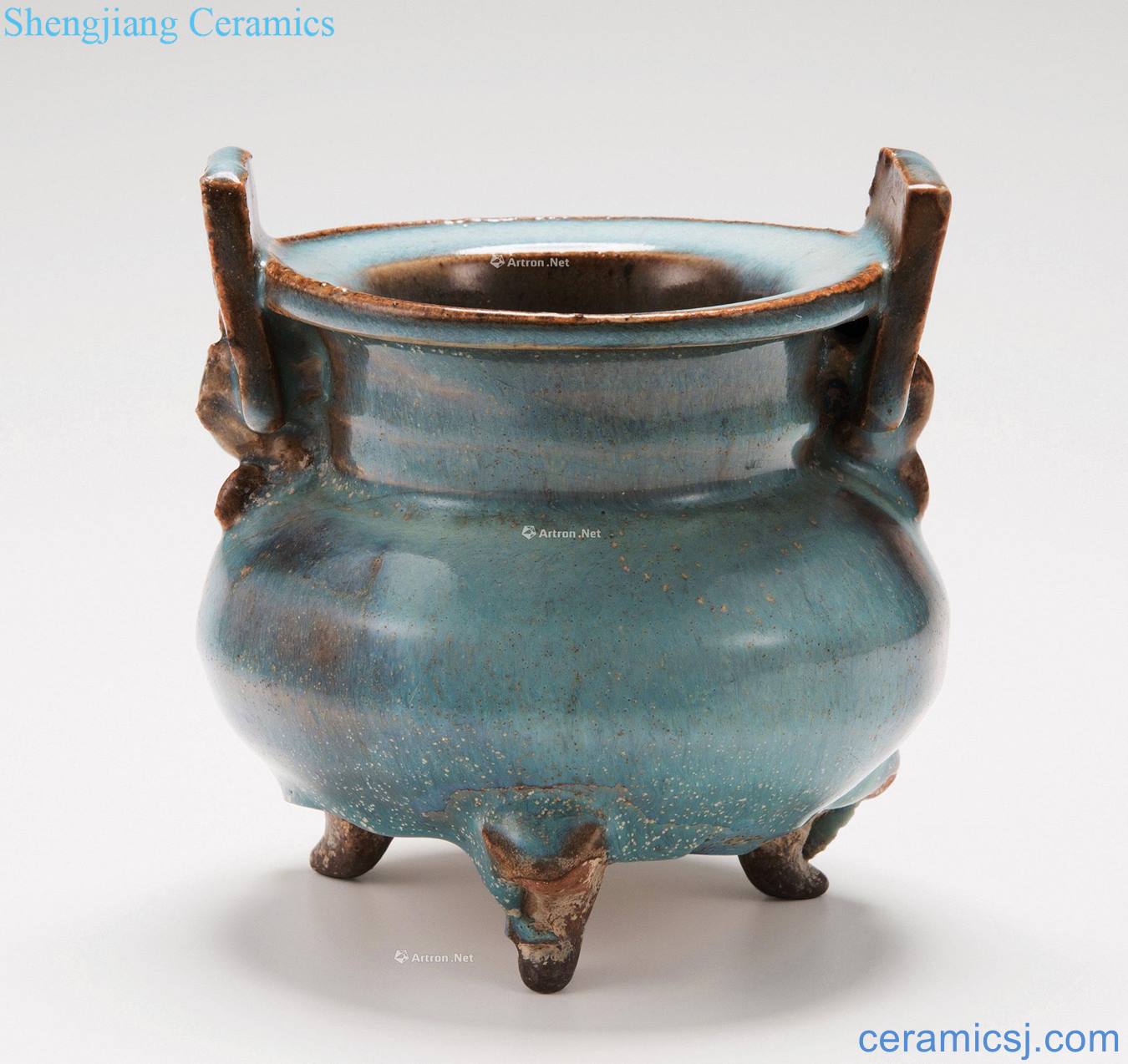 yuan Pa indigo glaze furnace with three legs