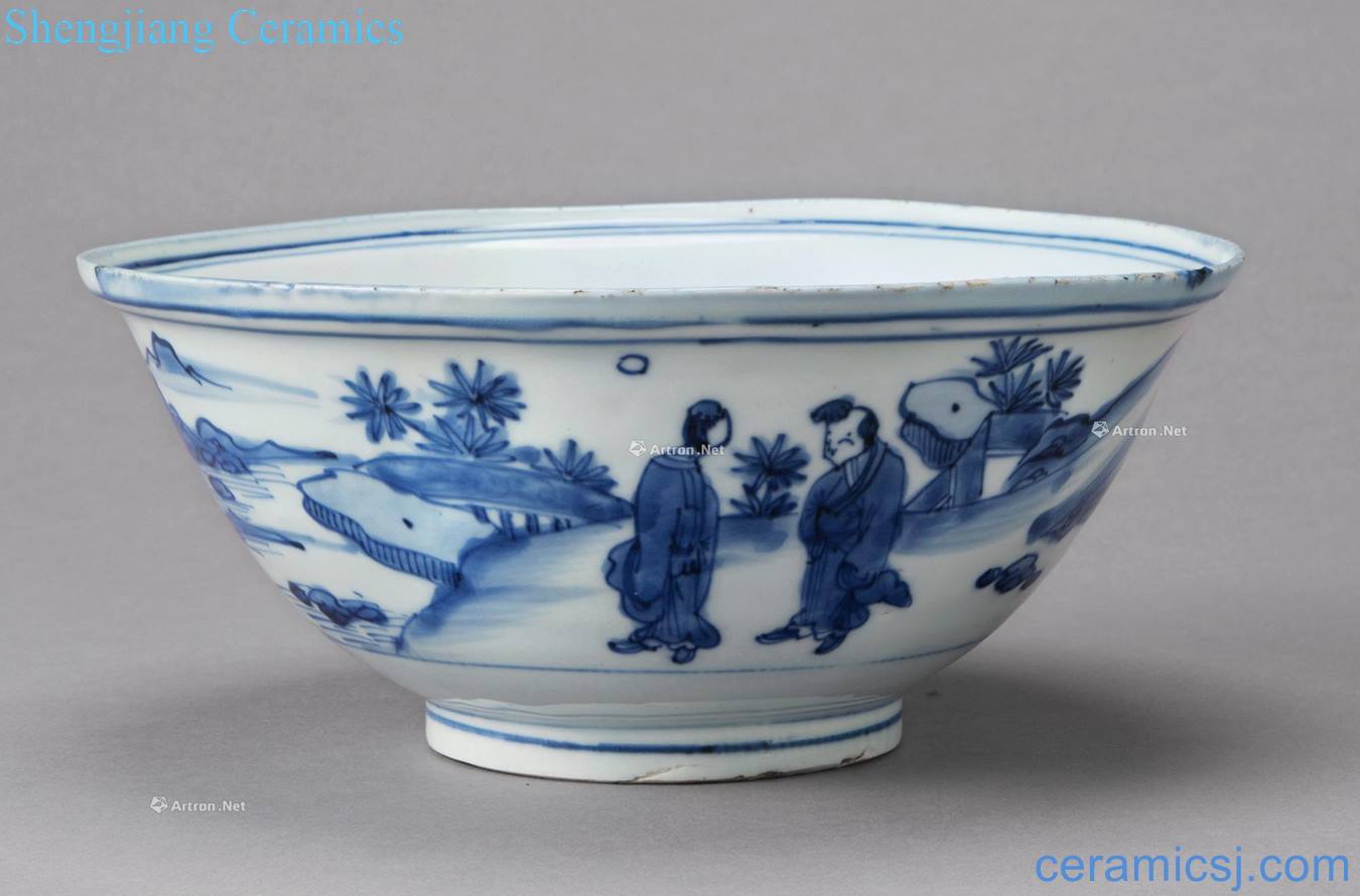 Ming chongzhen landscape grain porcelain bowl