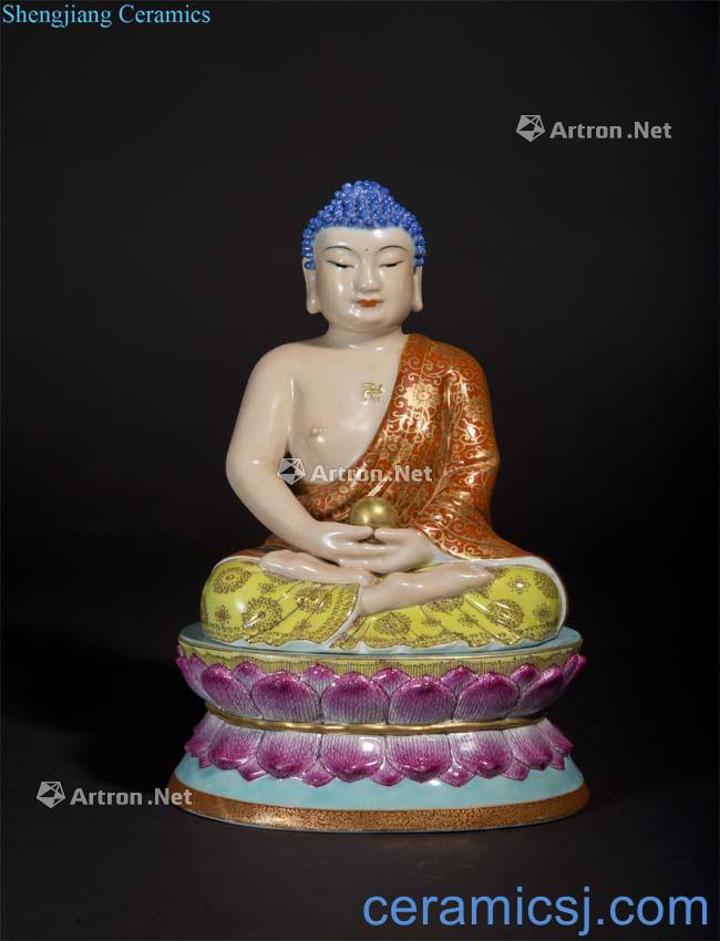 Clear pastel three red paint Buddha statue