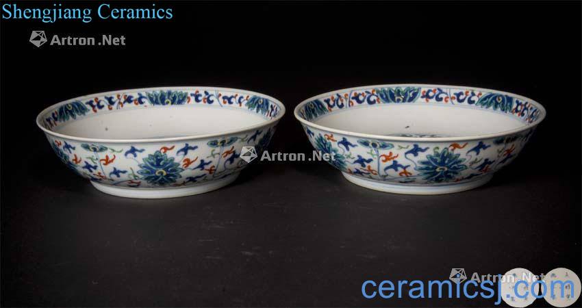 Yongzheng imitation Ming xuande blue bucket colors branch pan (a)