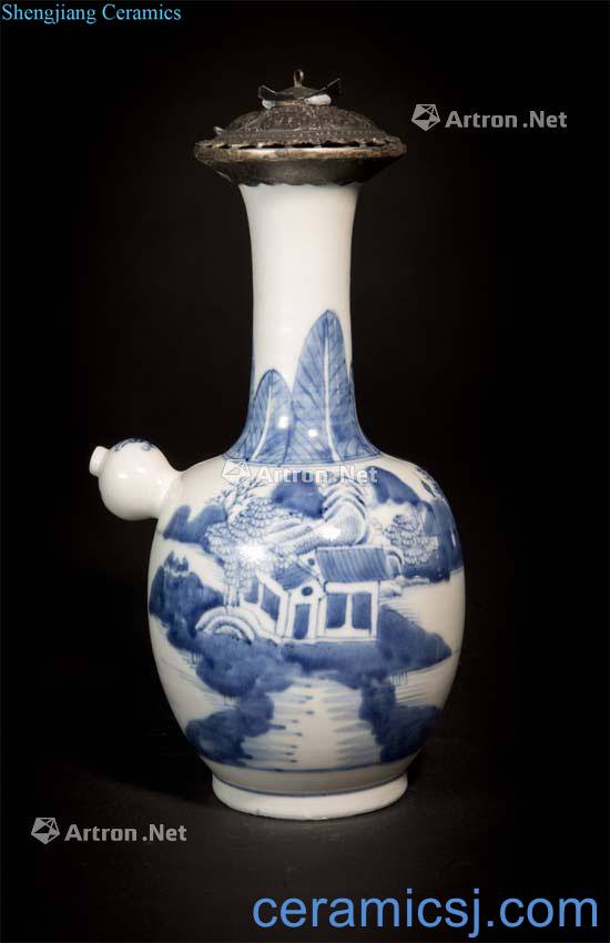 Blue and white landscape qing qianlong hand-washing pot