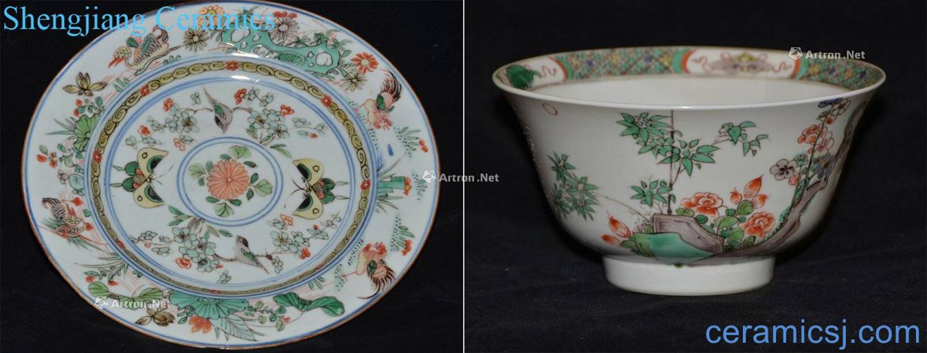 The qing emperor kangxi Figure plate and 盌 colorful flowers and birds