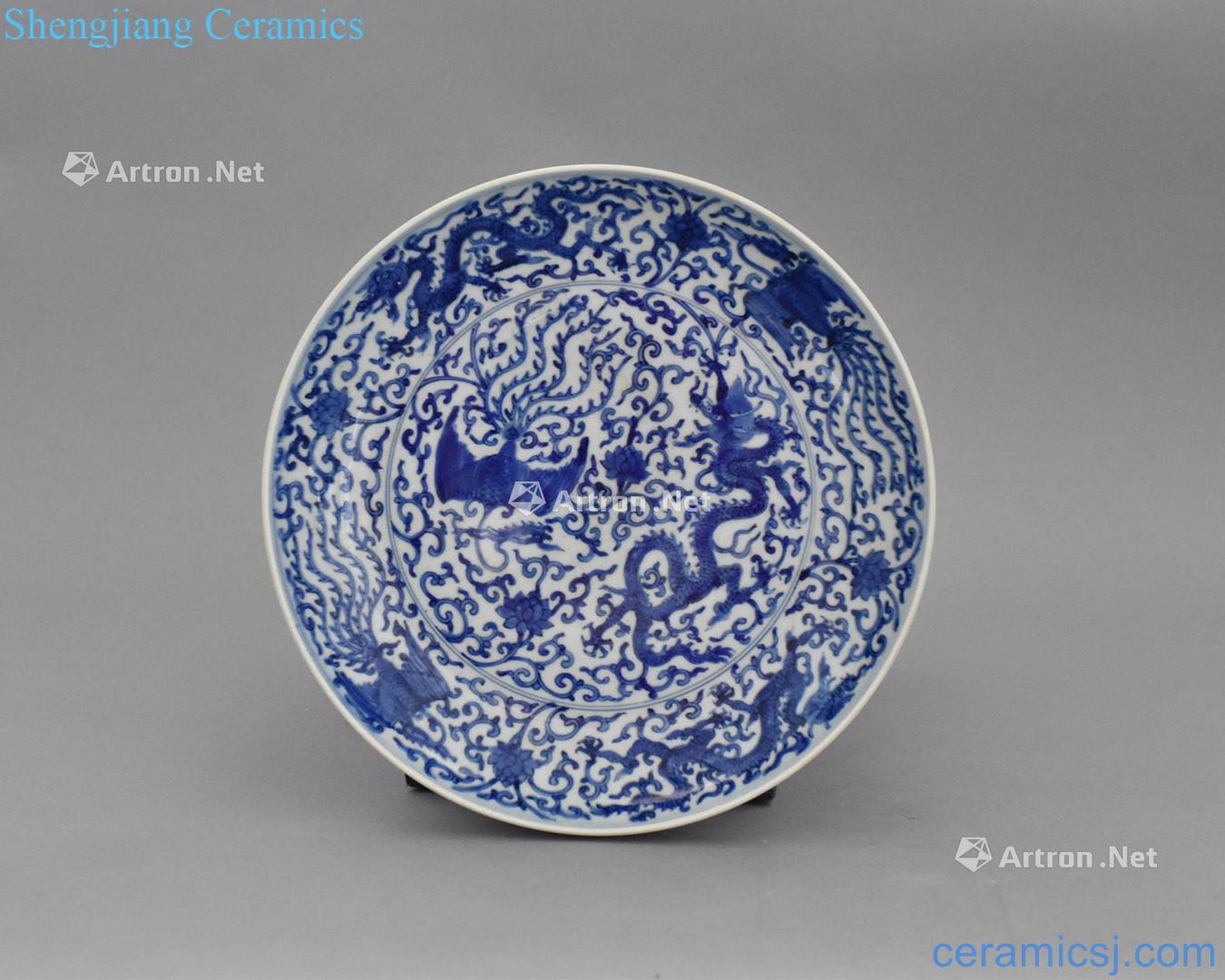 Ming Dynasty, Ming WANLI BLUE & WHITE DRAGON & PHOENIX PLATE