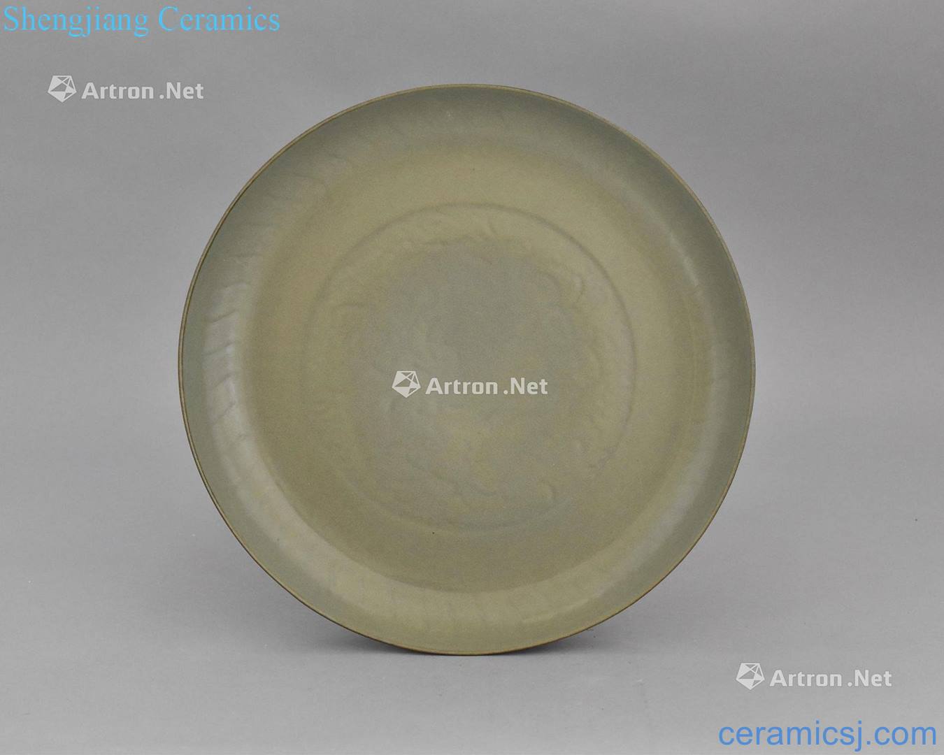 Ming Dynasty FINE PEONY CARVED LONGQUAN CELADON CHARGER