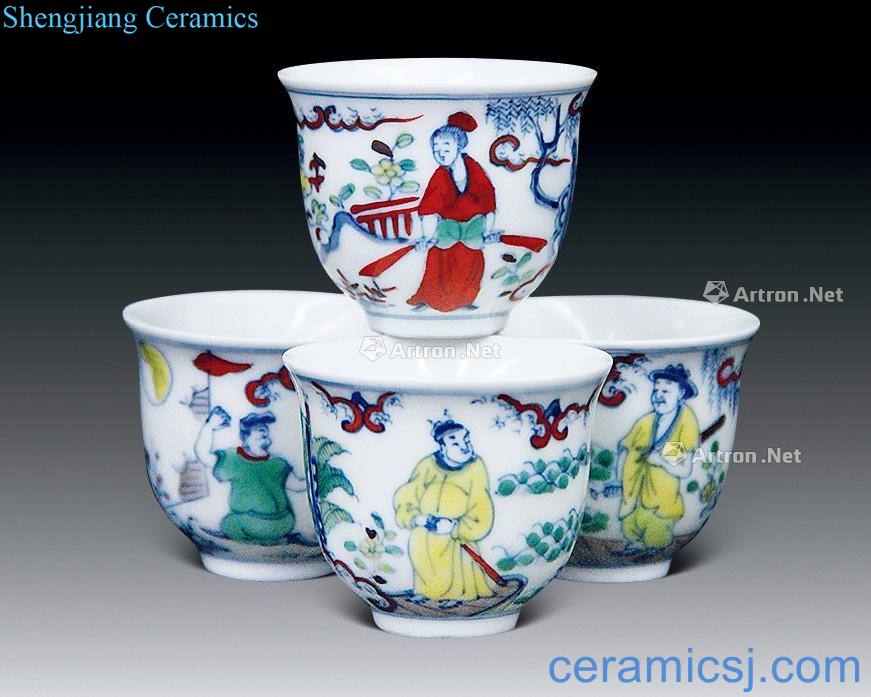 In the Ming dynasty bucket color character small cup (four)