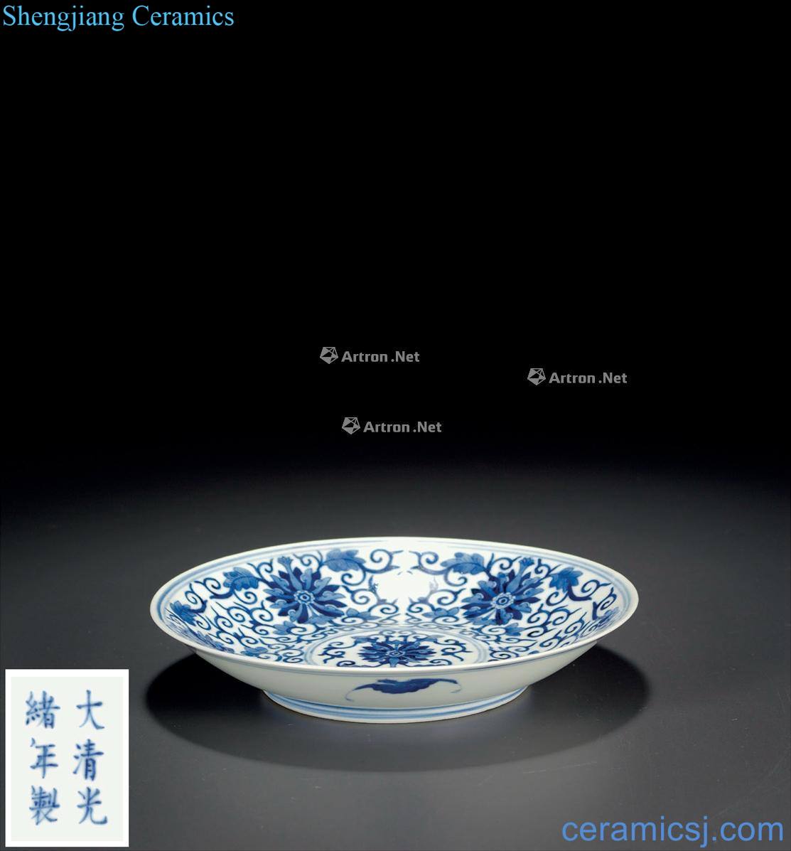 Qing qing guangxu year blue treasure phase pattern plate