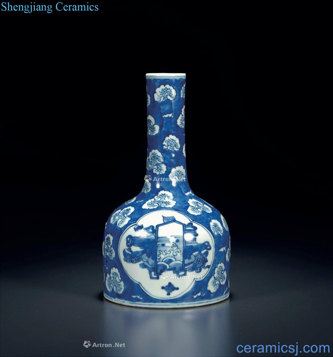 Qing porcelain medallion omen figure a bell