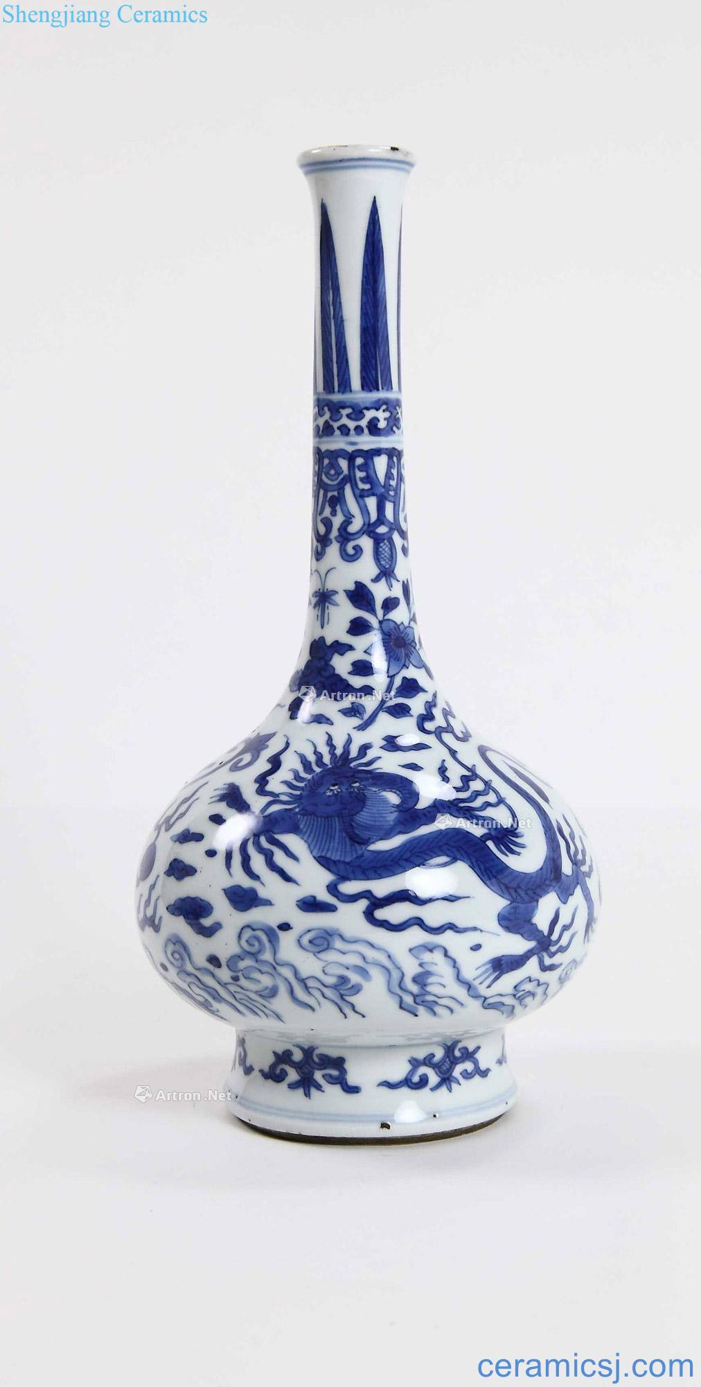 The qing emperor kangxi Blue and white benevolent grain the flask