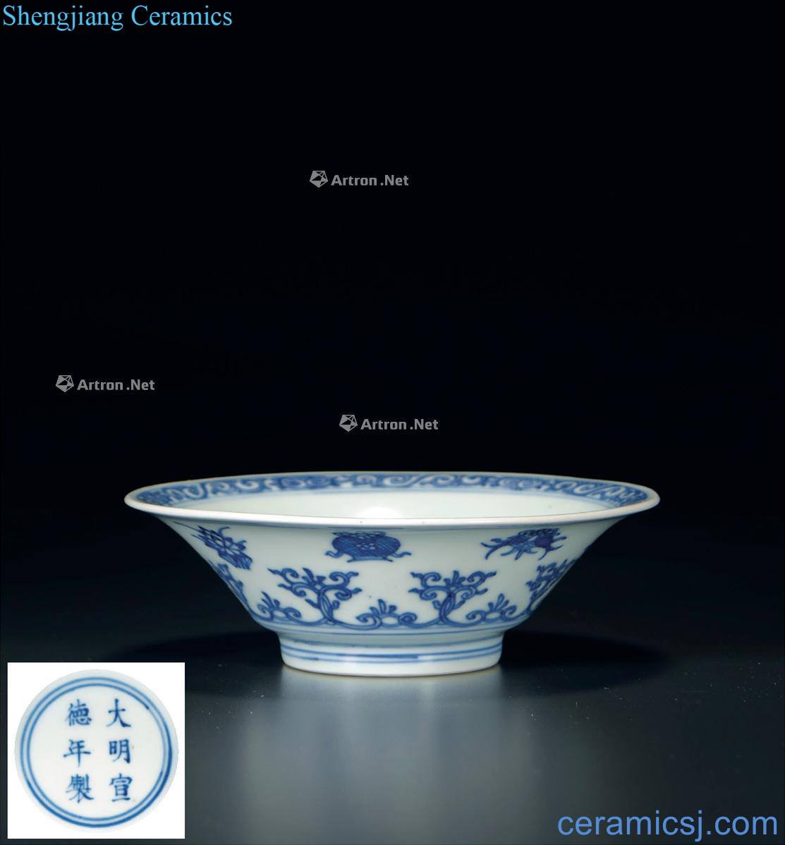 qing Blue and white sweet grain hat to bowl