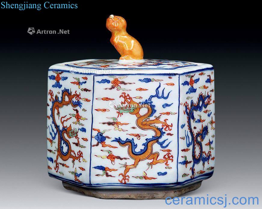 Ming Blue and white five ribbons lion a vase