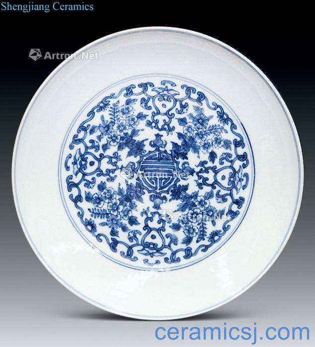 Qianlong years Blue and white flower disc