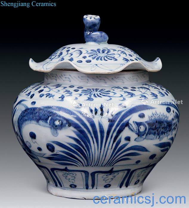 Yuan dynasty fish half cover pot