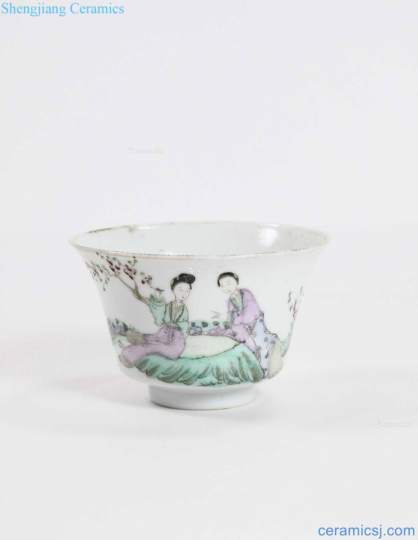 Qing guangxu Shallow purple peach blossom beauty bowl