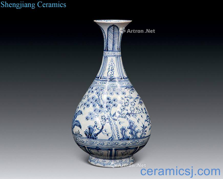 The yuan dynasty Blue and white, poetic jade spring bottle