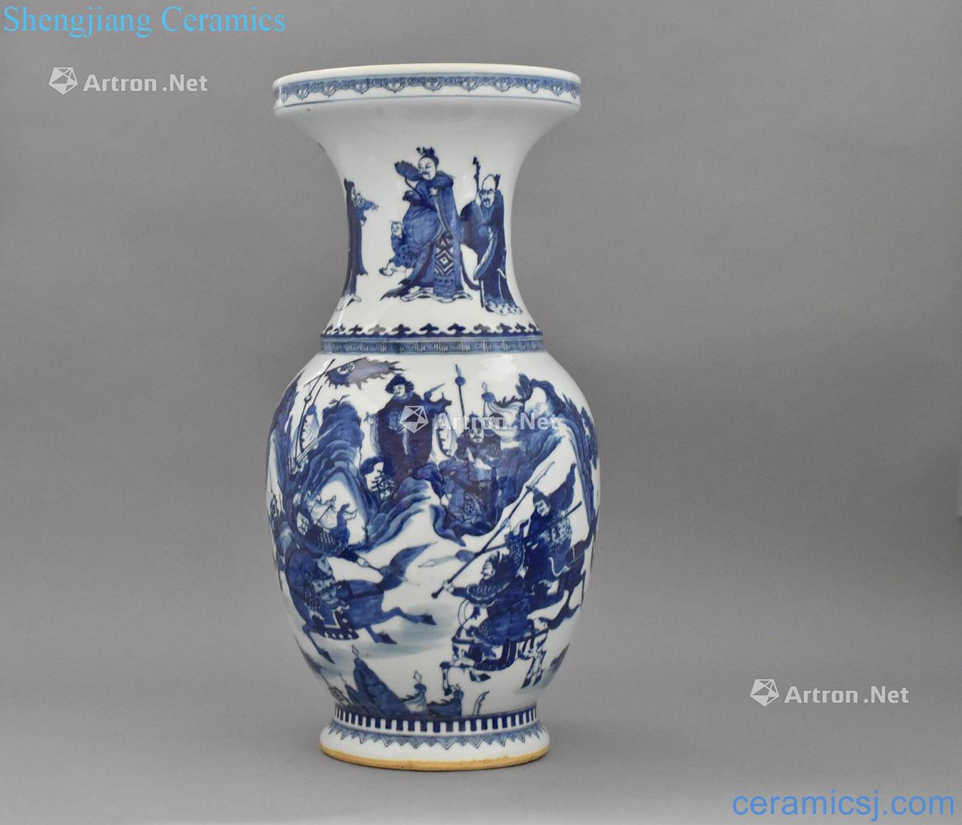 The Qing Dynasty EARLY the Qing COBALT BLUE GLAZED VASE W/BATTLE SCENE