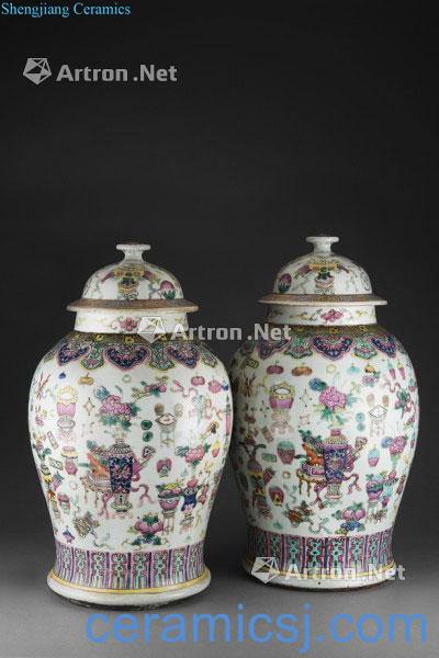 Guangxu (1871-1908) to send A potiches in Famille Rose with B45lid, decorated with the hundred antiques theme