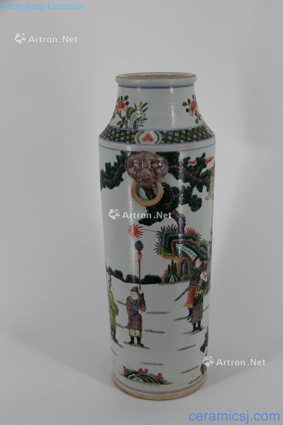 The qing emperor kangxi Beast ear drum bottles of colorful characters