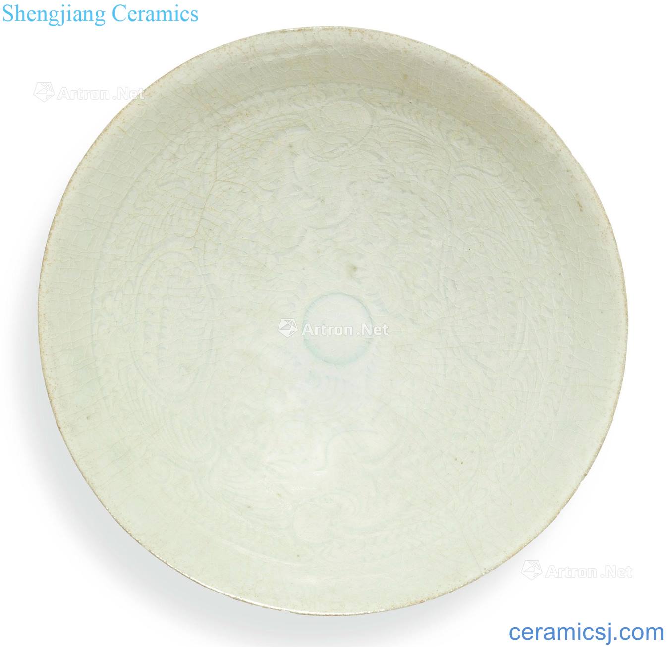 The southern song dynasty Green white glaze hand-cut 盌 dai li