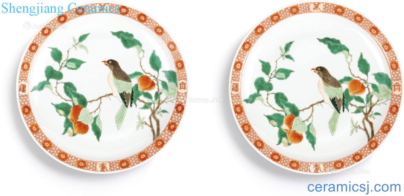The qing emperor kangxi Colorful painting of flowers and red fruit grain stays in plate (a)