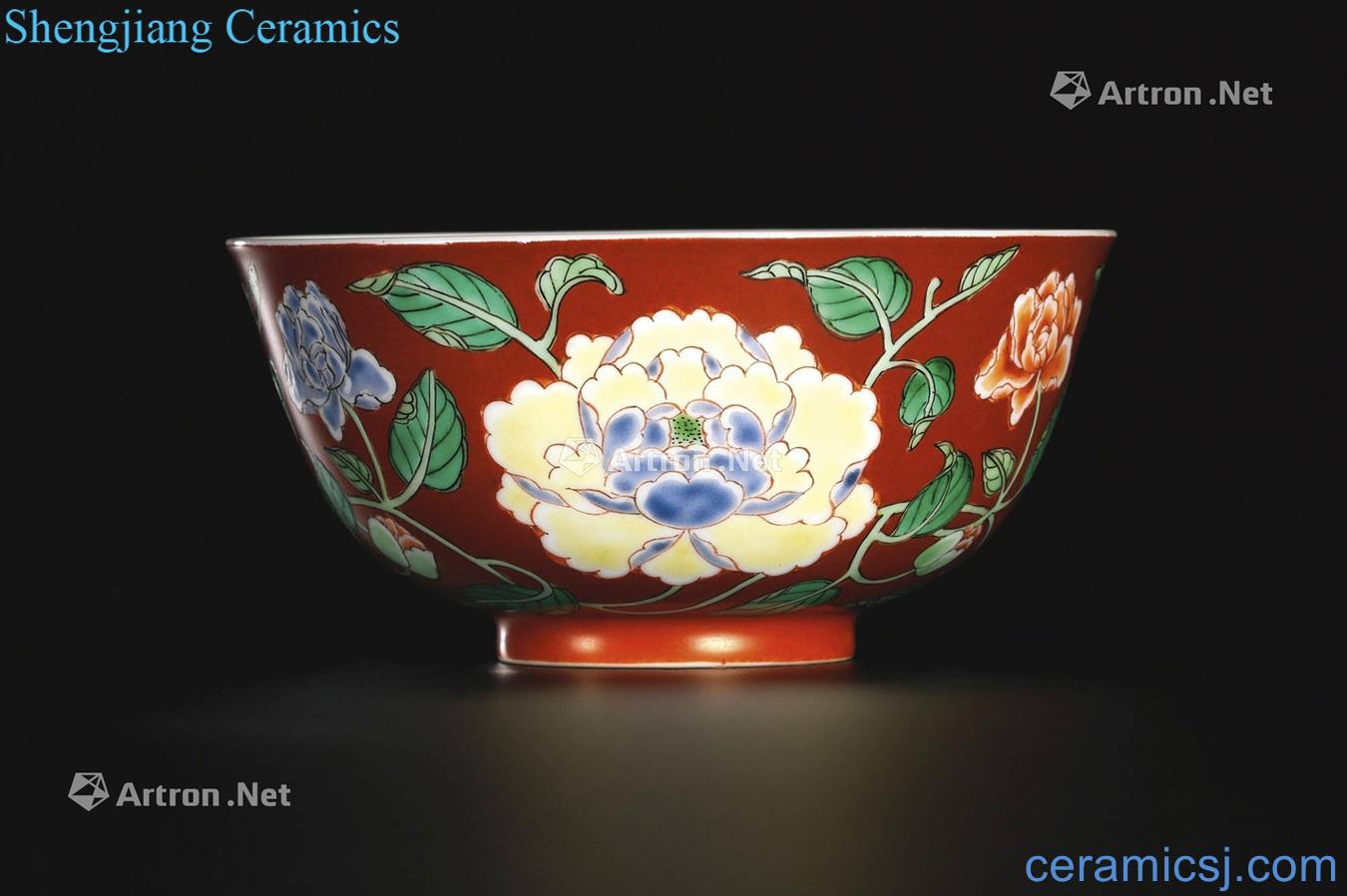Qing yongzheng to colorful coral red peony grains 盌